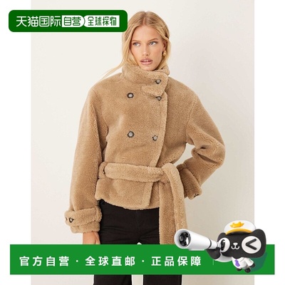 1h可退 潮奢 ASOS 女士 borg 设计短款风衣(燕麦色)