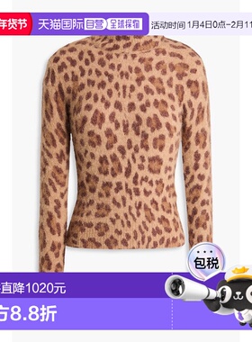 1h可退 潮奢 ZIMMERMANN 女士 豹纹羊驼毛混纺半高领毛衣 2260TR2