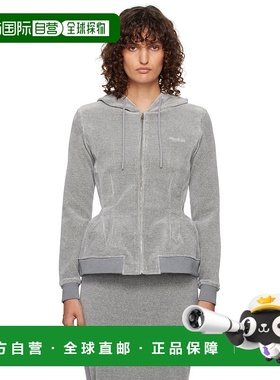 1h可退 潮奢 Pushbutton 女士 灰色 Hourglass Zip-Up 连帽衫 PB2