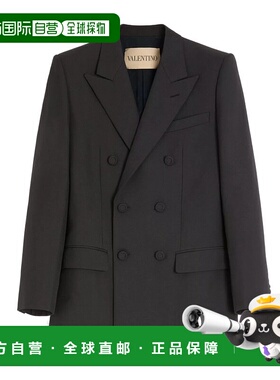 VALENTINO 男士大衣 VCEJ28AWA0NO AW2025 黑色 双排扣西装外套