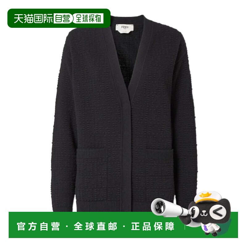 FENDI 女士针织衫 FZE549AYM0F0GME CO CARDIGAN黑色羊绒开衫