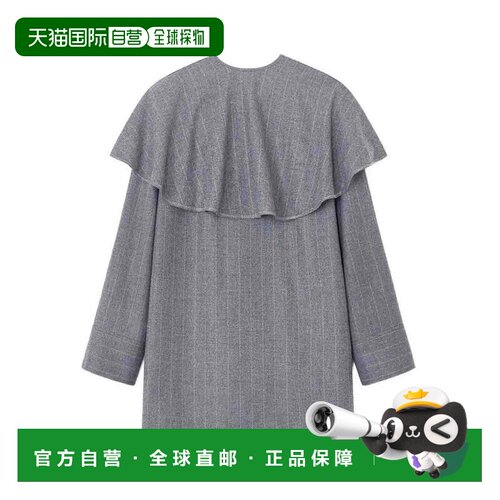 GANNI 女士连衣裙 W0994GREY AW2025 灰色 Brushed Wool Stripe C
