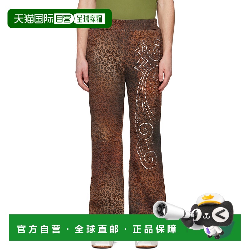 1h可退 潮奢 Praying 男士 棕色 Cheetah Studded 运动裤 PRAY240