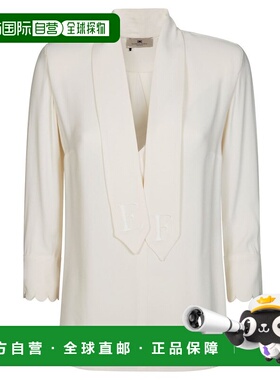 1h可退 潮奢 Elisabetta Franchi 女士 腰带乔其纱衬衫 CA08956E2