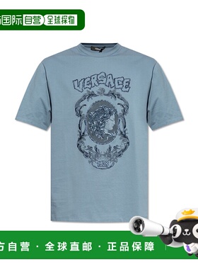 VERSACE 男士T恤 10133021A143571VF00 范思哲SS2025蓝色短袖