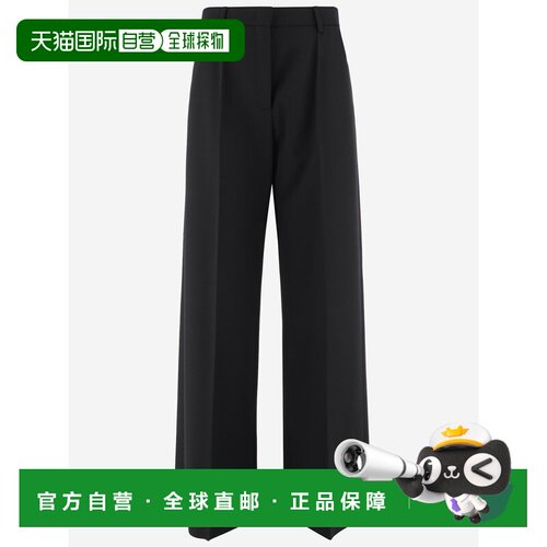 VALENTINO 女士休闲裤 5B0RB62088J0NO 黑色阔腿裤 直筒裤AW2024