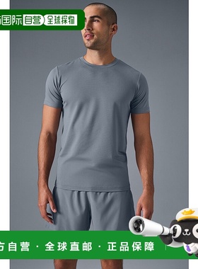 alo yoga Conquer 纯色圆领透气舒适短袖网球T恤 男款m1205rSteel