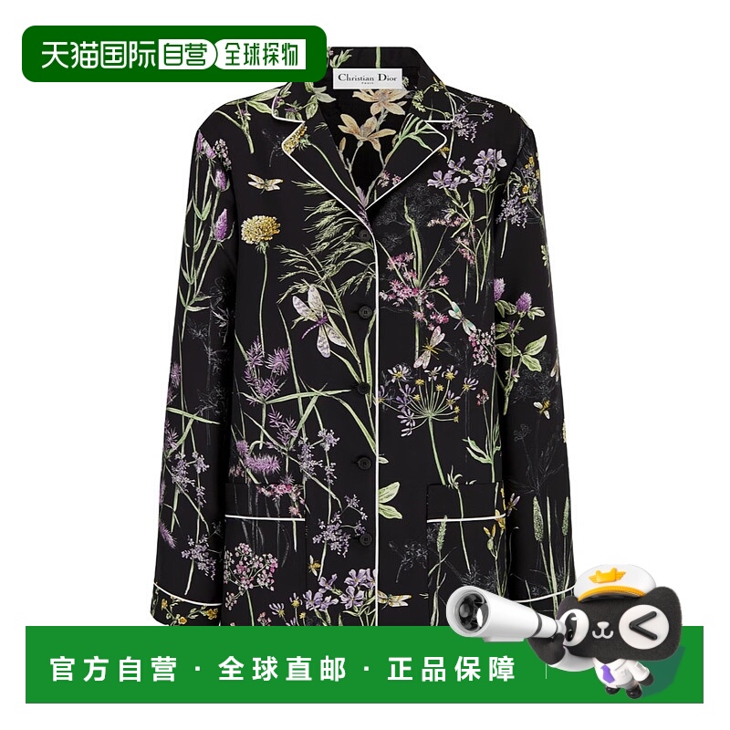 1h可退 DIOR 女士衬衫 441V33A6435X9864 AW2024 黑色 单排扣长袖