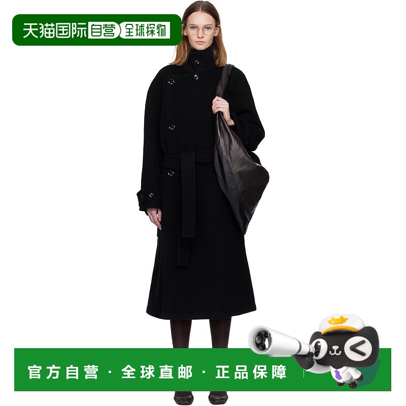 1h可退 潮奢 Lemaire 女士 黑色 Wrap 大衣 CO1037LF1116羊毛