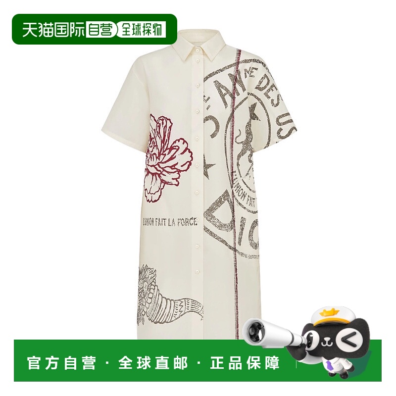 DIOR 女士半身裙 247B37A3126X0815 AW2022 白色 图案印花衬衫式