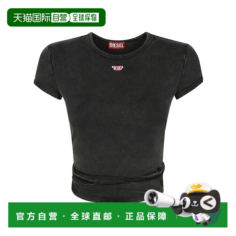 1h可退 DIESEL 女士T恤 A195200KIBYT02A02A AW2025 黑色短袖