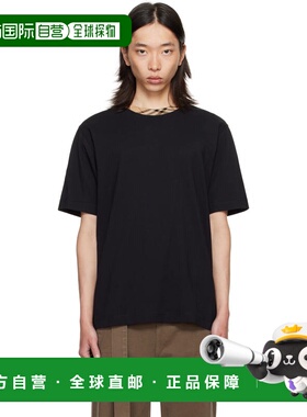 1h可退 潮奢 Burberry 巴宝莉 男士 黑色 Check Trim Cotton T恤