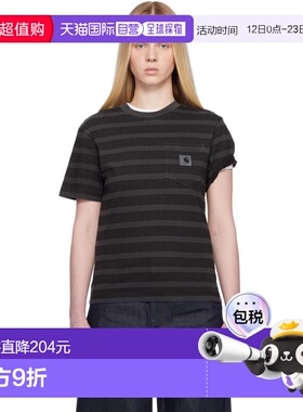 1h可退 潮奢 CARHARTT WIP 女士 黑色 & 灰色 Hanson Stripe Pock