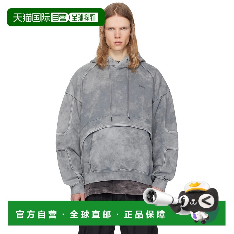 1h可退 潮奢 Juun.J 男士 灰色 Racer Patched Dyed 连帽衫 JC534