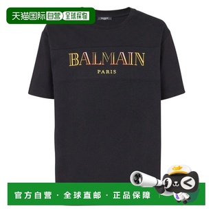 BALMAIN 男士T恤 DH0EG006BC81EAH CO 花色 Black cotton t-shirt