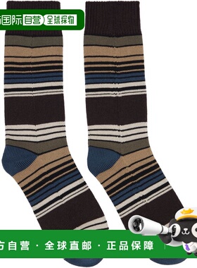 1h可退 潮奢 Sacai 女士 棕色 Horizontal Stripe 中筒袜 2601114