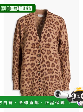 1h可退 潮奢 ZIMMERMANN 女士 豹纹羊驼毛混纺针织开衫 2259TR251