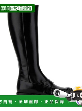 PRADA 女士靴子 1W201OFD020P39F0002 黑色长筒靴厚底鞋 AW2025