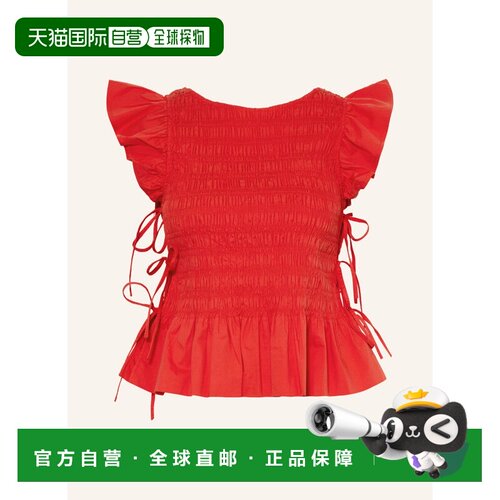 GANNI 女士衬衫 100314006418000 CO 红色 Blouse-style shirt wi