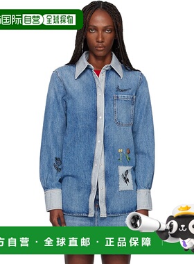 1h可退 潮奢 Marni 玛尼 女士 蓝色刺绣牛仔衬衫 CAJD0656X1USCY2