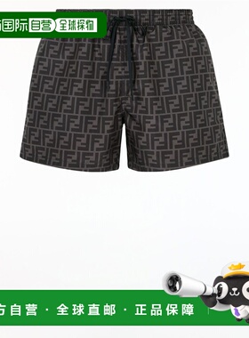 FENDI 男士短裤 FXB077A79FF0P9B CO 黑色 Fendi FF nylon swim s