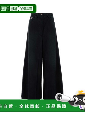 PRADA 女士休闲裤 GFP520SOOO148JF0557 SS2025 黑色牛仔裤阔腿裤