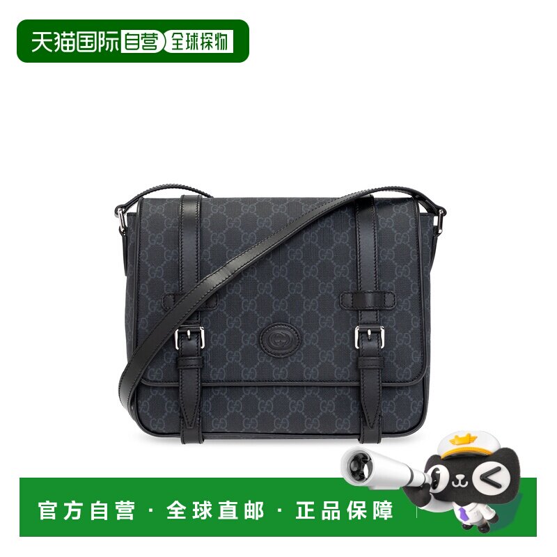 GUCCI 男士斜挎包 658542KGDHN1000 AW2024 黑色 GG邮差包单肩包图片