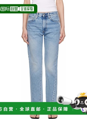 1h可退 潮奢 TOT&Ecirc;ME 女士 蓝色扭缝牛仔裤 222232741直筒裤