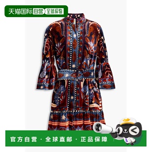 潮奢 束带印花天鹅绒迷你连衣裙 FARM 女士 312200NAT RIO 1h可退