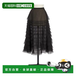 黑色 DIOR SS2025 611J16A6605X9000 真丝欧根纱半身 女士半身裙
