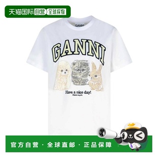 AW2025 白色 BASIC GANNI JERSEY T4237151 COTTON ANIMA 女士T恤