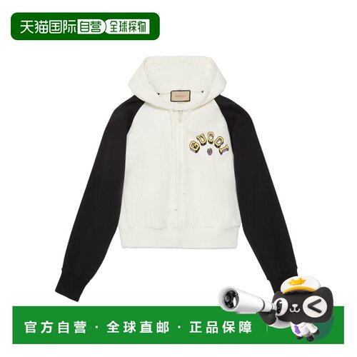GUCCI 女士针织衫 773729XJF8Q9281 SS2024 白色 连帽拉链卫衣