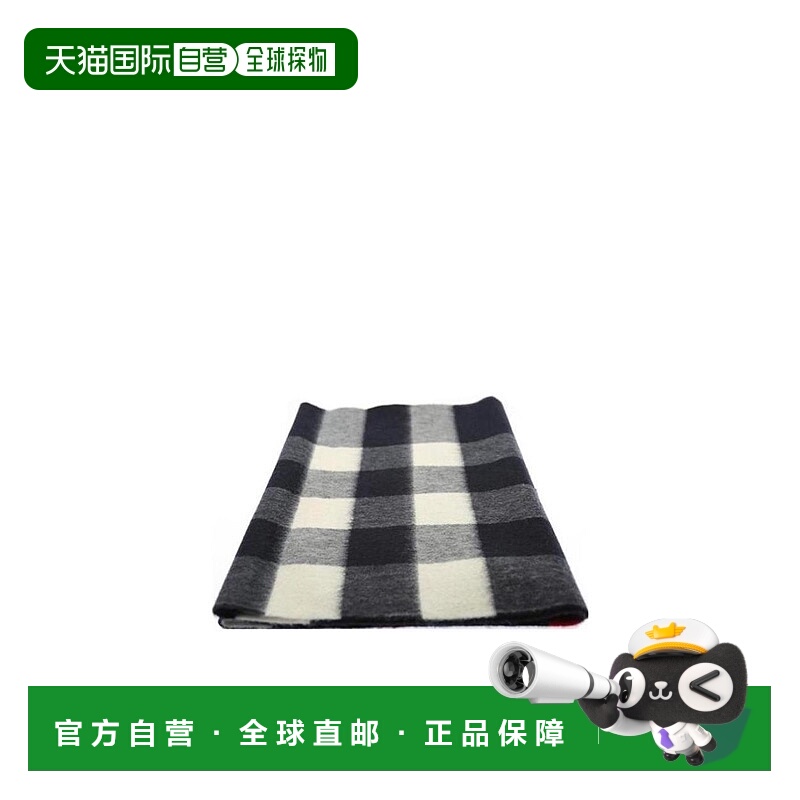 BURBERRY 男士围巾 38789371 AW2021 黑色 海军蓝格纹围巾