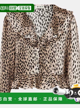 1h可退 潮奢 RIXO 女士 Atlas 豹纹真丝衫 black黑色 舒适时尚