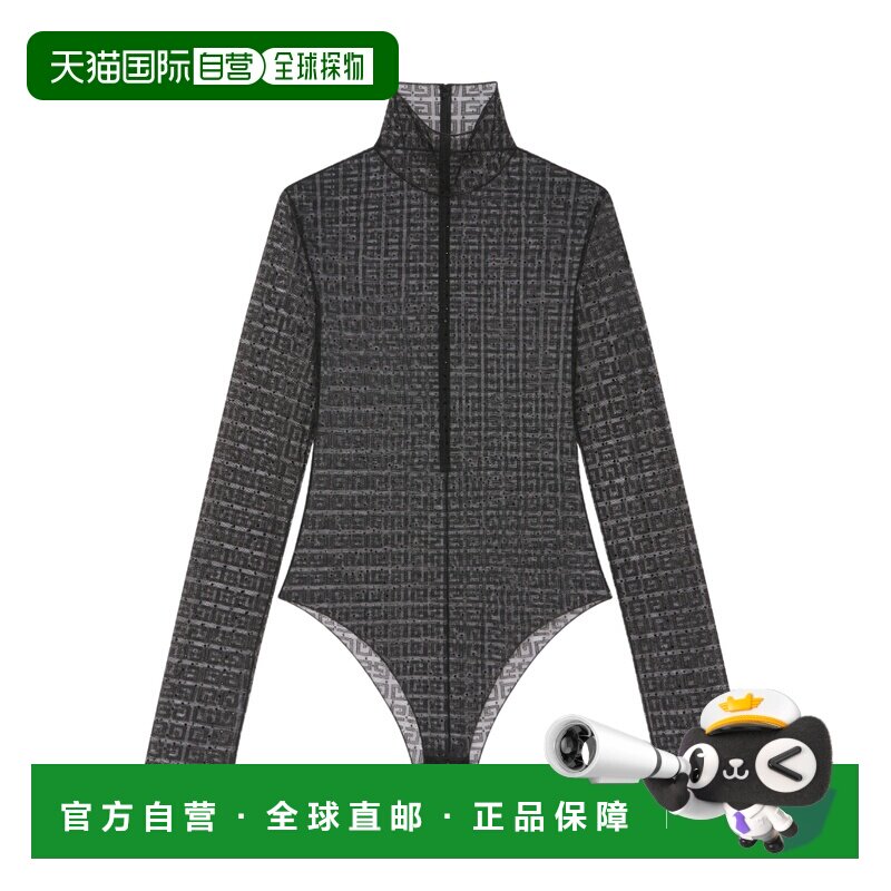 1h可退 GIVENCHY 女士连体裤 BWB02PG1P3001 SS2024 黑色 4G蕾丝
