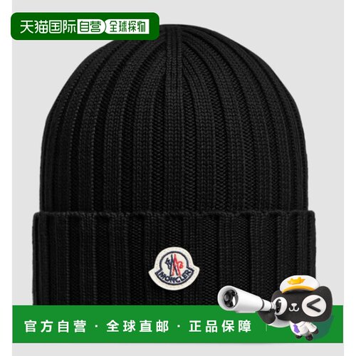 MONCLER 女士帽子 3B00036A9327999 SS2026 黑色 Wool cap with l