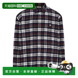 男士 蓝色 衬衫 AW2025 拉绒格纹羊毛休闲衬 RC07H0H0607RU CELINE