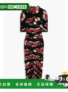 1h可退 潮奢 magda butrym 女士 层叠感褶皱印花针织中长连衣裙 A