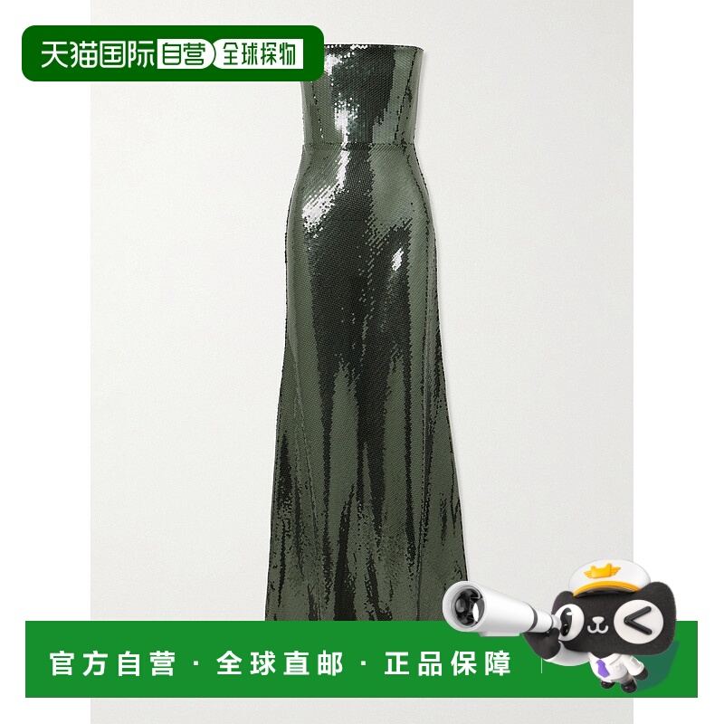 1h可退 潮奢 ALEX PERRY 女士 抹胸珠片网纱睡裙 D1508PF25DARKOL