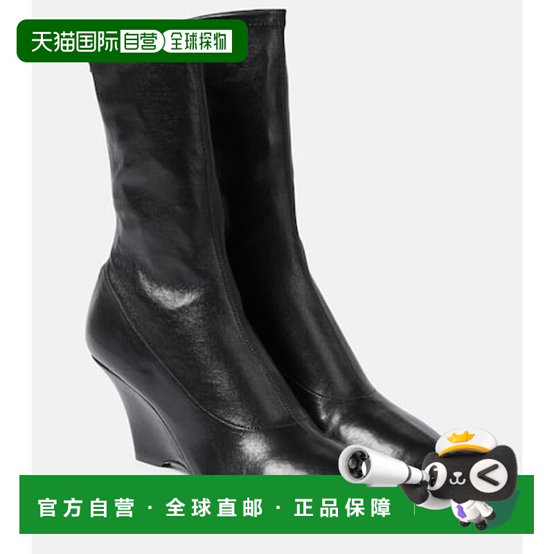 1h可退 潮奢 KHAITE 女士 Apollo 坡跟皮质短靴 black黑色 舒适时