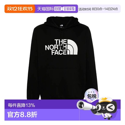 北面THE NORTH FACE男款连帽Logo印花长袖卫衣 黑色