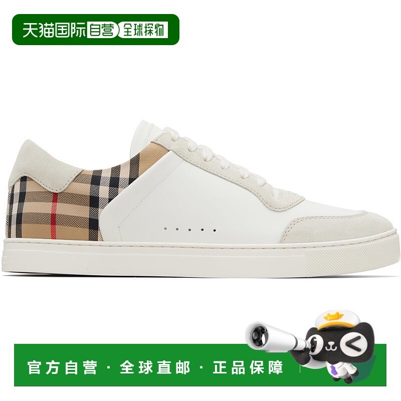 潮奢 Burberry 巴宝莉 男士 白色 Suede & Check 运动鞋 8069089