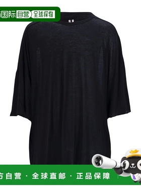 RICK OWENS 男士T恤 RU02E1283UC09 AW2025 黑色 圆领短袖T恤