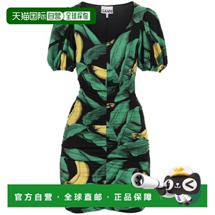 AW2022 绿色 Ganni GANNI jersey T3216099 ruched 女士连衣裙