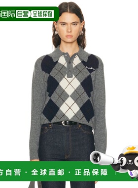 1h可退 潮奢 SPORTY & RICH 女士 Serif 徽标羊绒Polo毛衣 WS0746