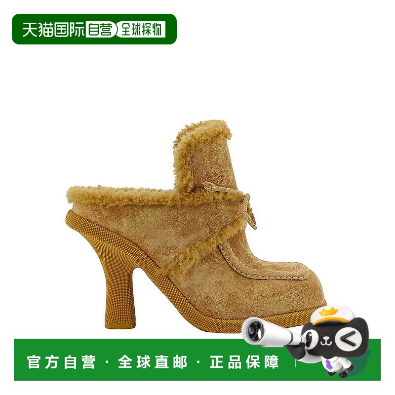 BURBERRY 女士高跟鞋 8077389 AW2023 浅棕色 Suede Mule Equestr