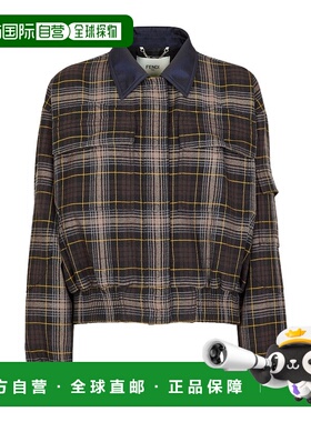 FENDI 女士西服 FJ7816ATR7F1R0A AW2025 黑色 格纹飞行员夹克