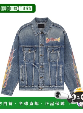 WE11DONE 男士夹克 WDDJ025318UBL SS2025 蓝色 火焰微标牛仔夹克