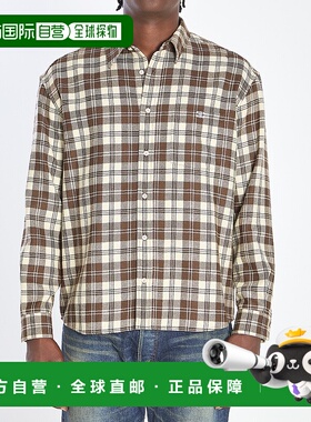 CELINE 男士衬衫 RC07H0F2203MG AW2025 浅棕色 Checked shirt in
