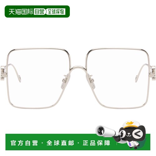 LOEWE 罗意威 女士 银色 Oversize Square Retro 眼镜 LW50038U56